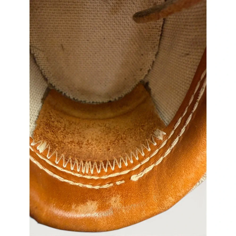 LL Bean Boots Womens 7 Navy Blue Tan Leather Low Gumshoe Duck Boots Made in USA